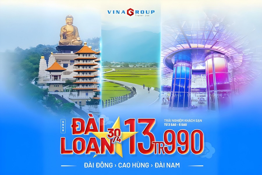 [Lễ 30/04] Tour Đài Loan - Đài Đông – Cao Hùng – Đài Nam